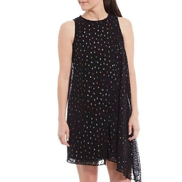 Alex Marie Cassidy Dot Chiffon Assymetric Dress - Picture 3 of 14